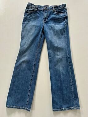 Seven 7 Womens Size 10 Flare Denim Jeans Blue Dark wash Mid Rise